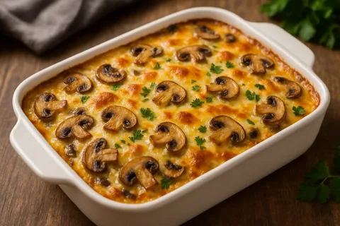 Грибы, запечённые со сметаной и сыром